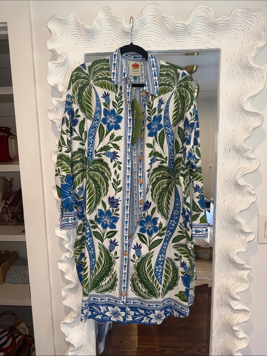 FARM Rio Dresses & Skirts - Farm Rio Blue, Green & White Floral Button Down Cover Up- Sz S - NWT